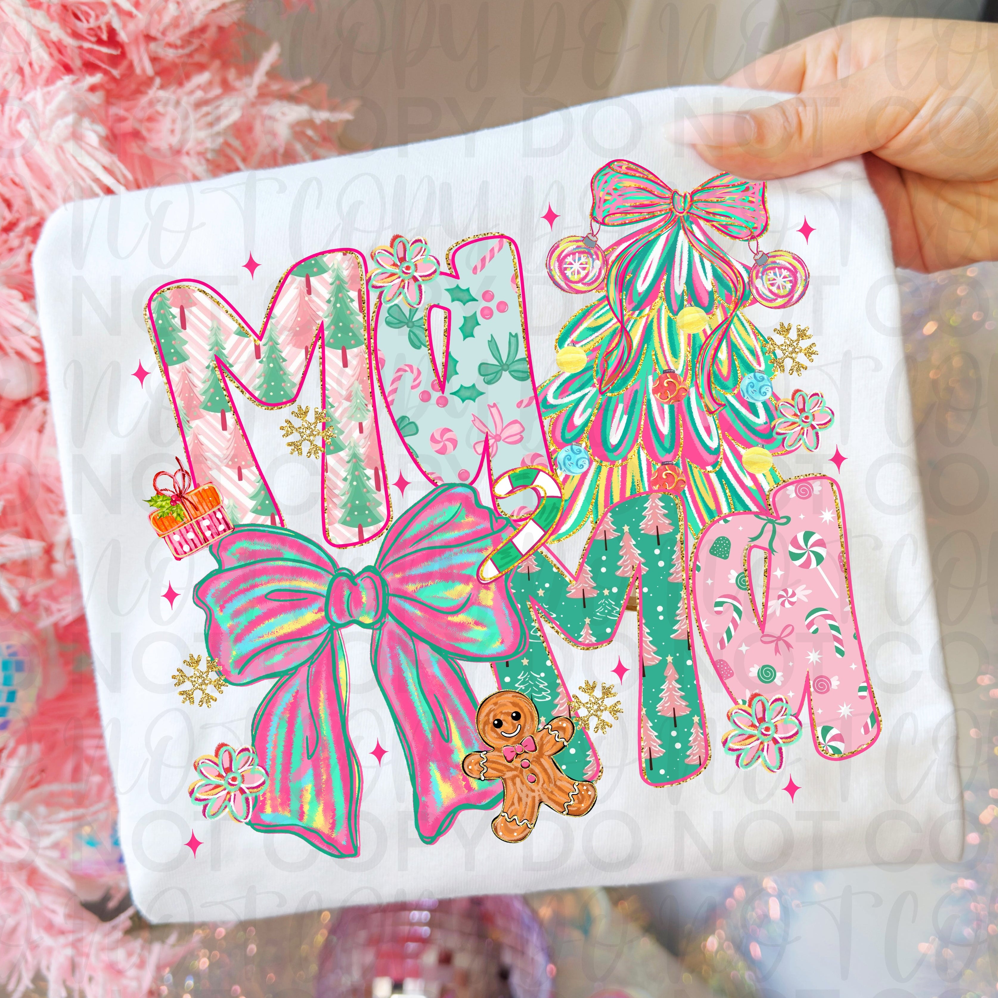 Coquette Christmas Mama PNG
