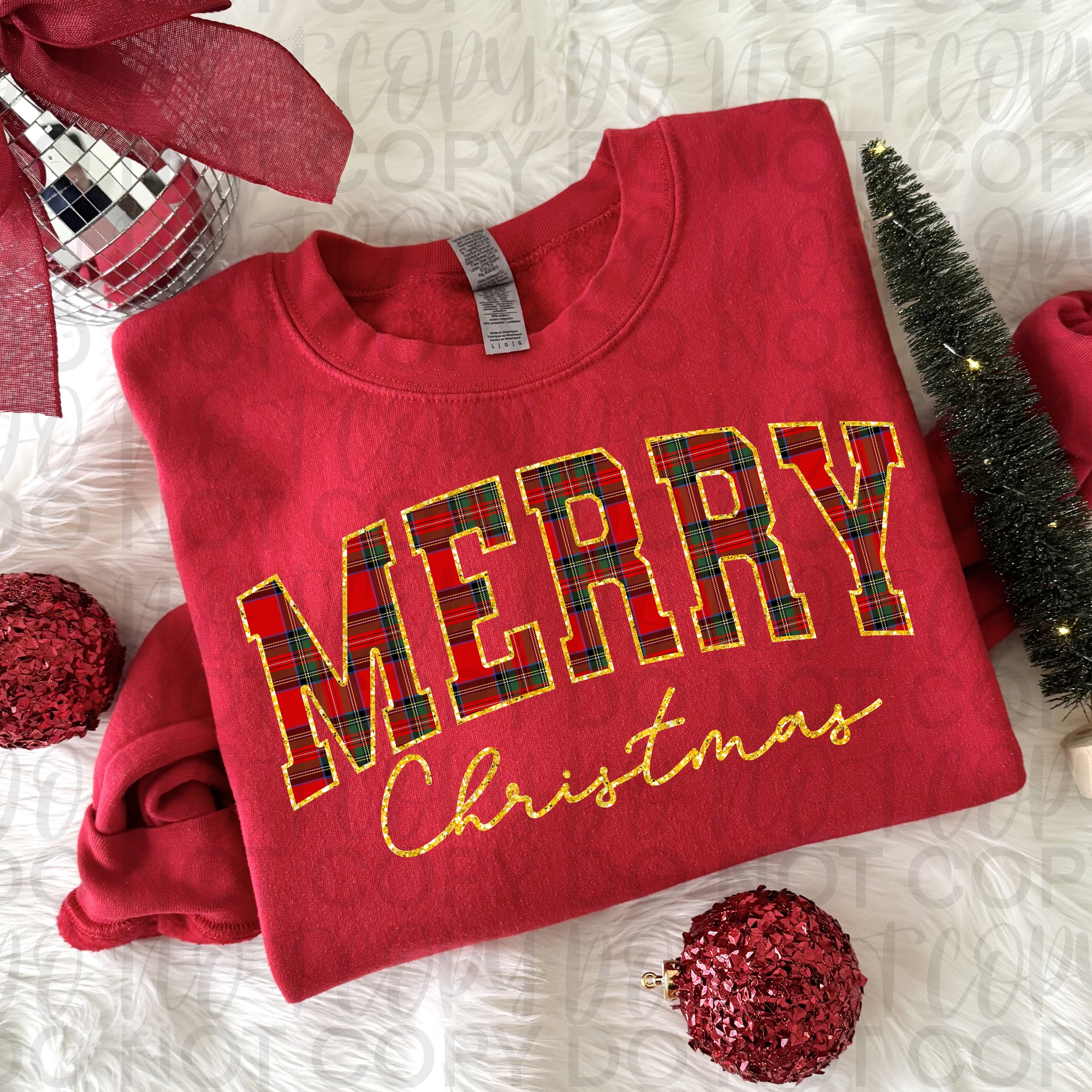 Plaid Merry Christmas PNG