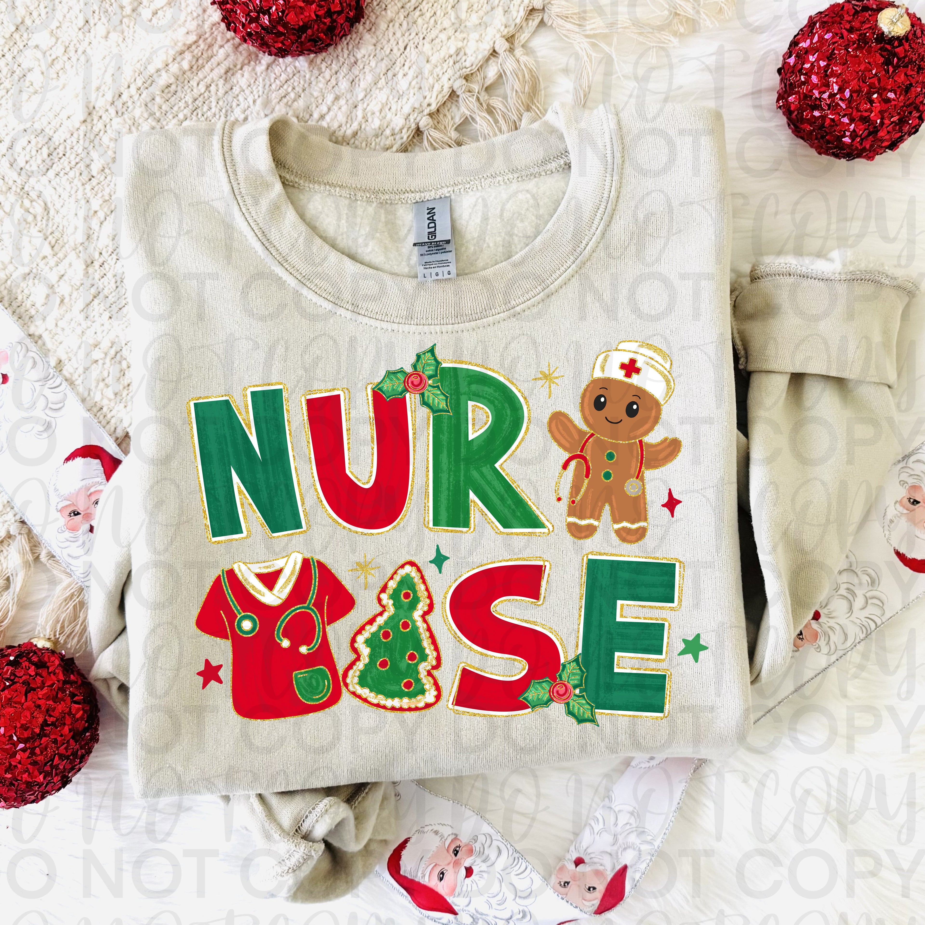 Nurse Christmas Doodle PNG