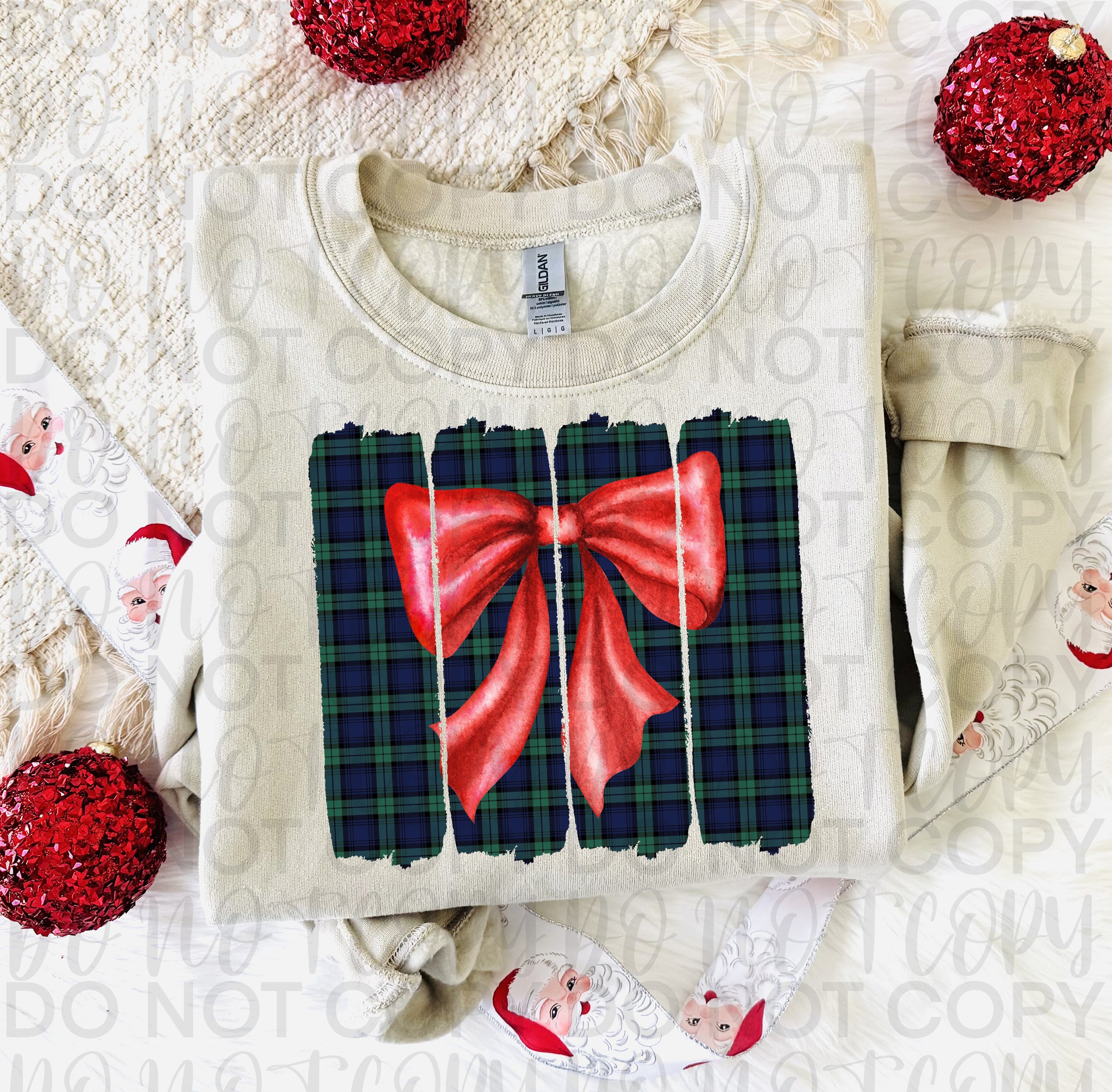 Coquette Plaid Christmas Brushstroke PNG