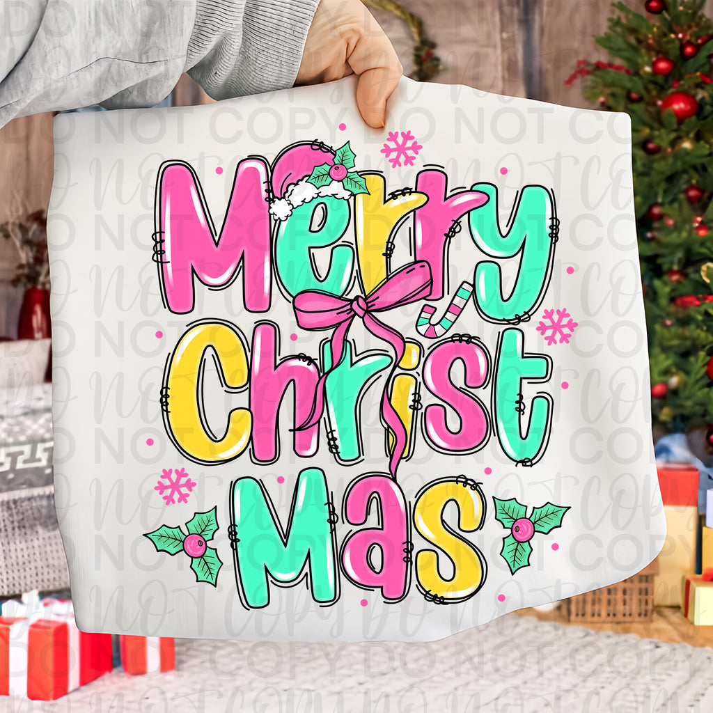 Merry Christmas Doodle Letters PNG