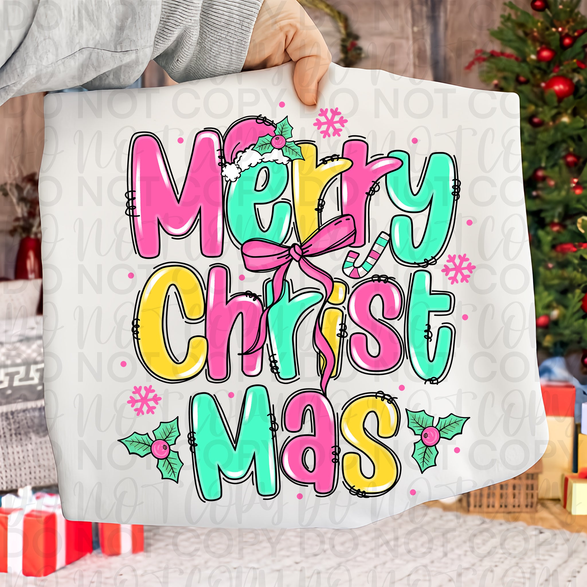 Merry Christmas Doodle Letters PNG