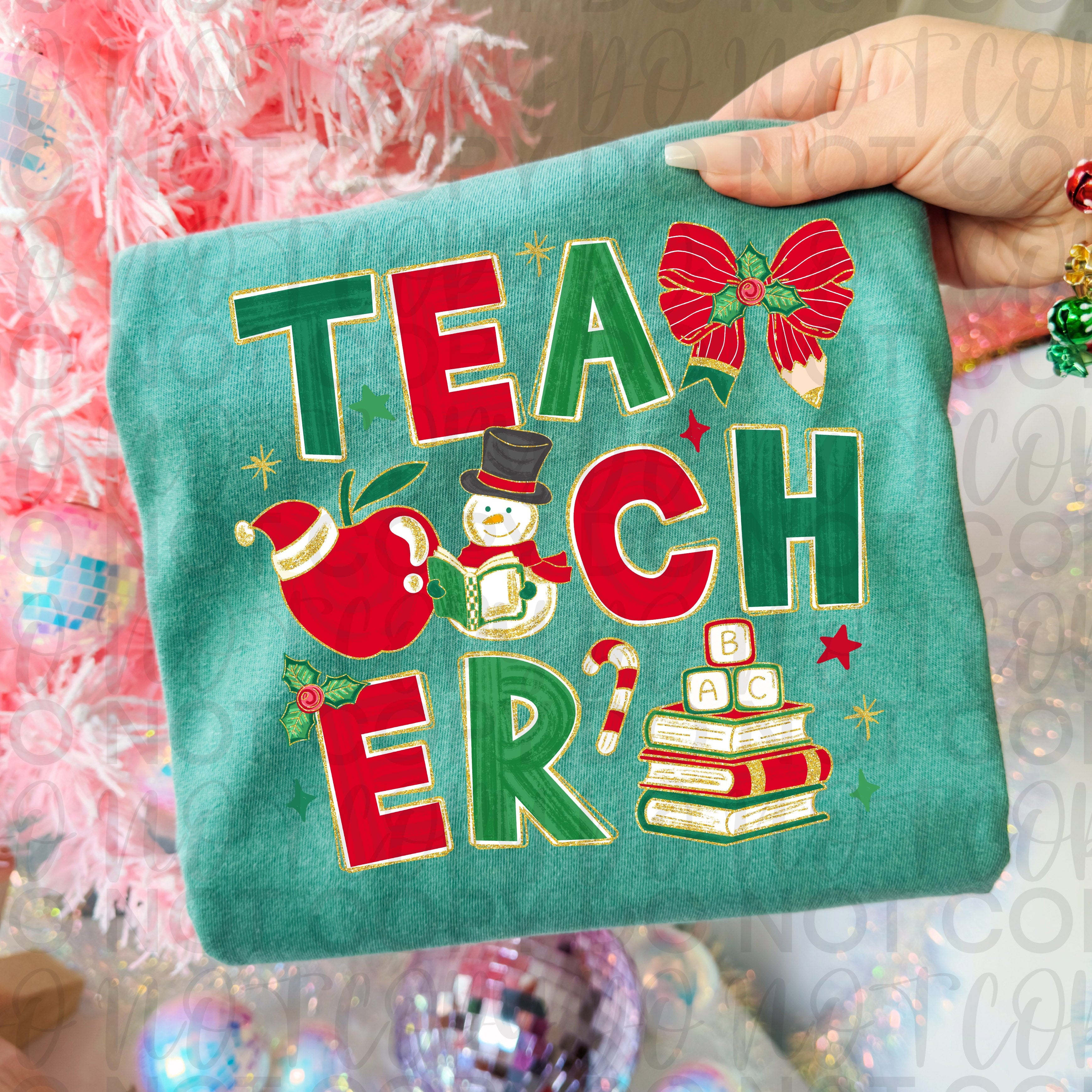 Teacher Christmas Doodle PNG