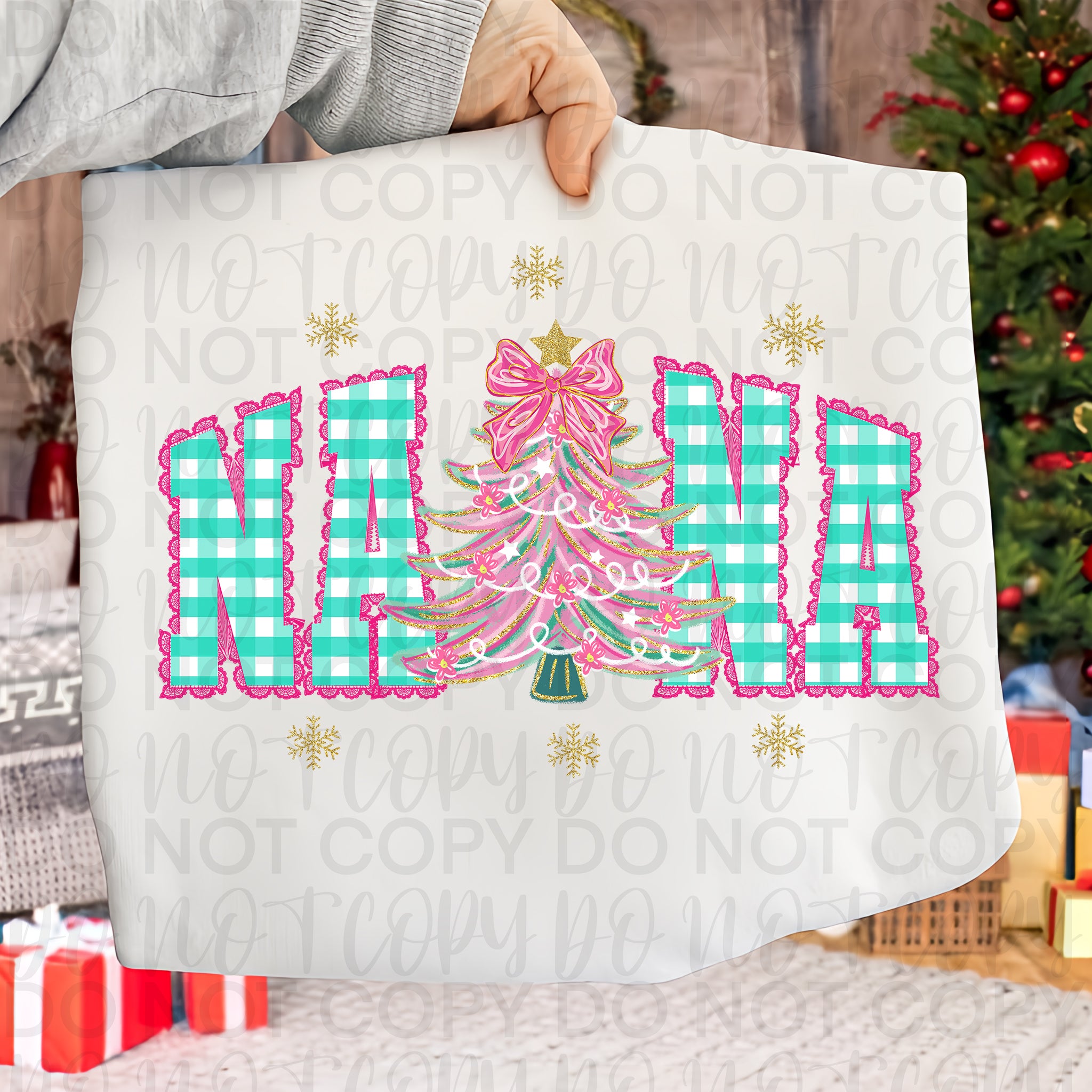 Faux Lace Christmas Nana PNG