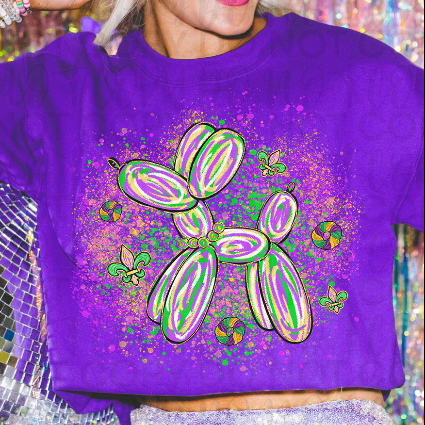 Mardi Gras Balloon Dog PNG