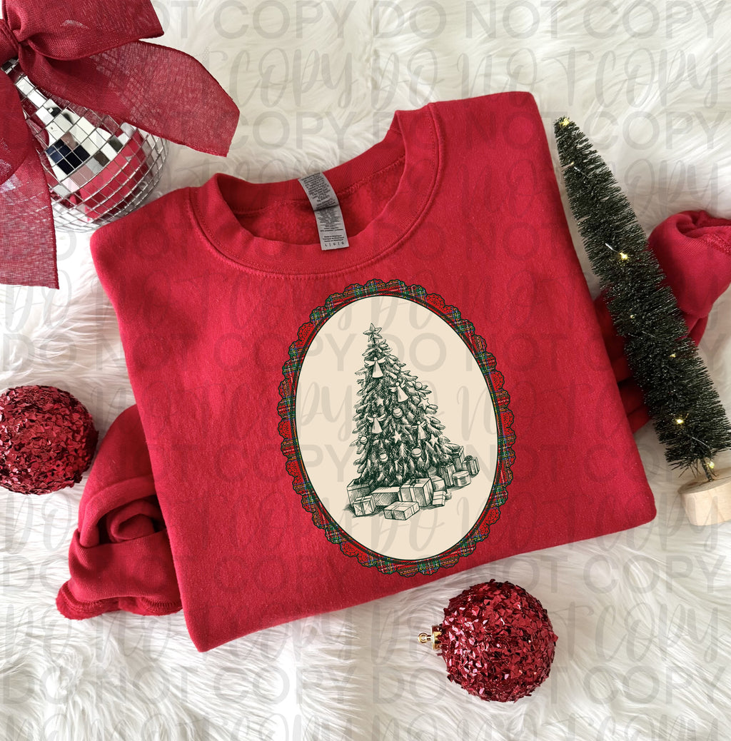 Vintage Christmas Tree Frame PNG