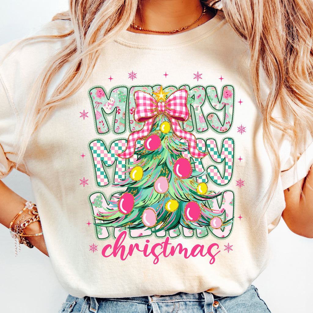 Preppy Pink Merry Christmas PNG