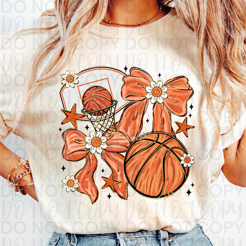 Brushstroke Basketball Coquette PNG
