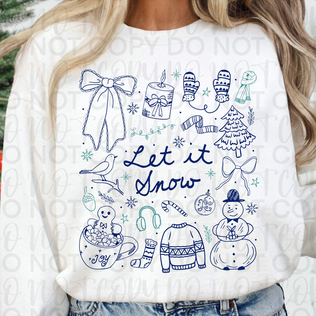 Let It Snow Winter Doodle PNG