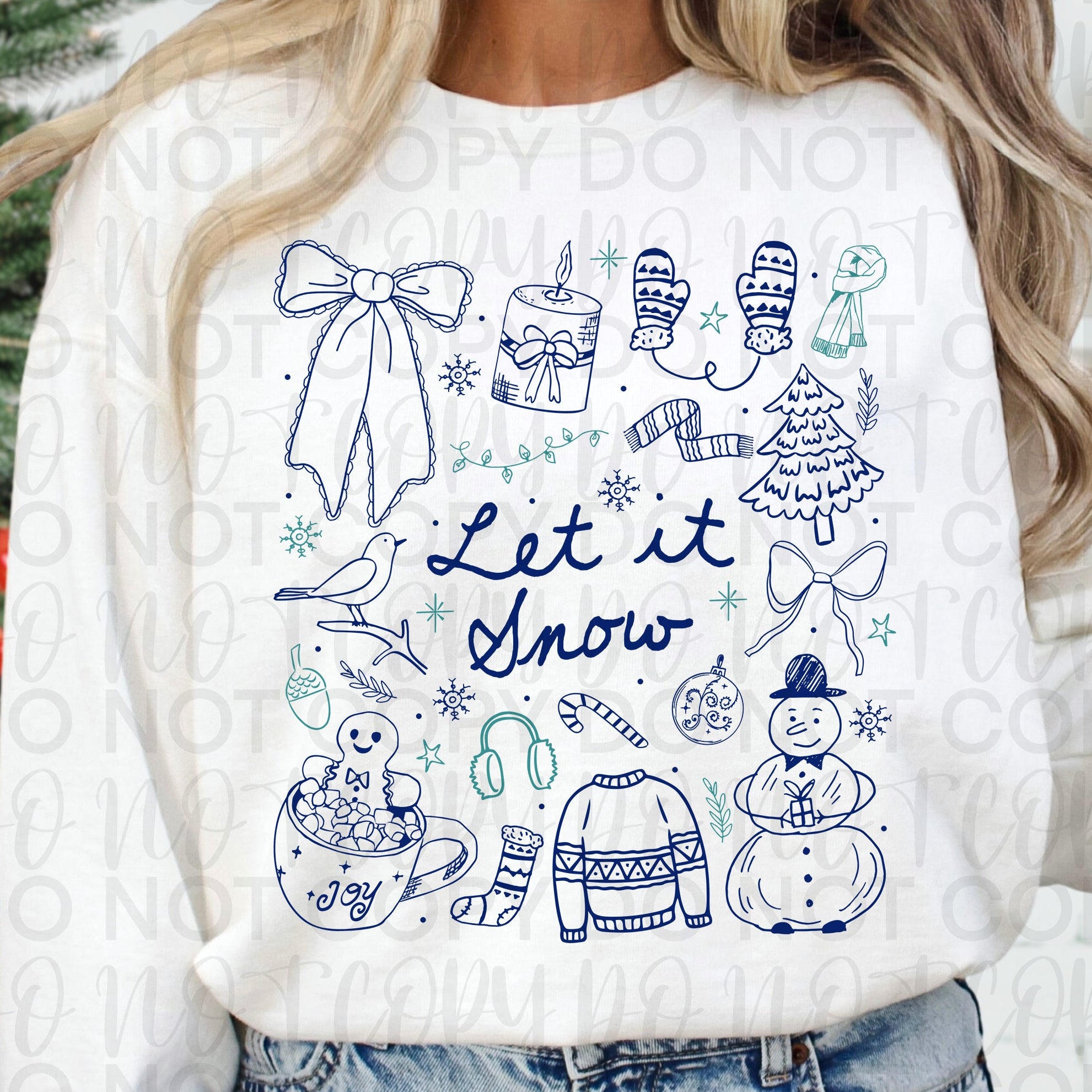 Let It Snow Winter Doodle PNG