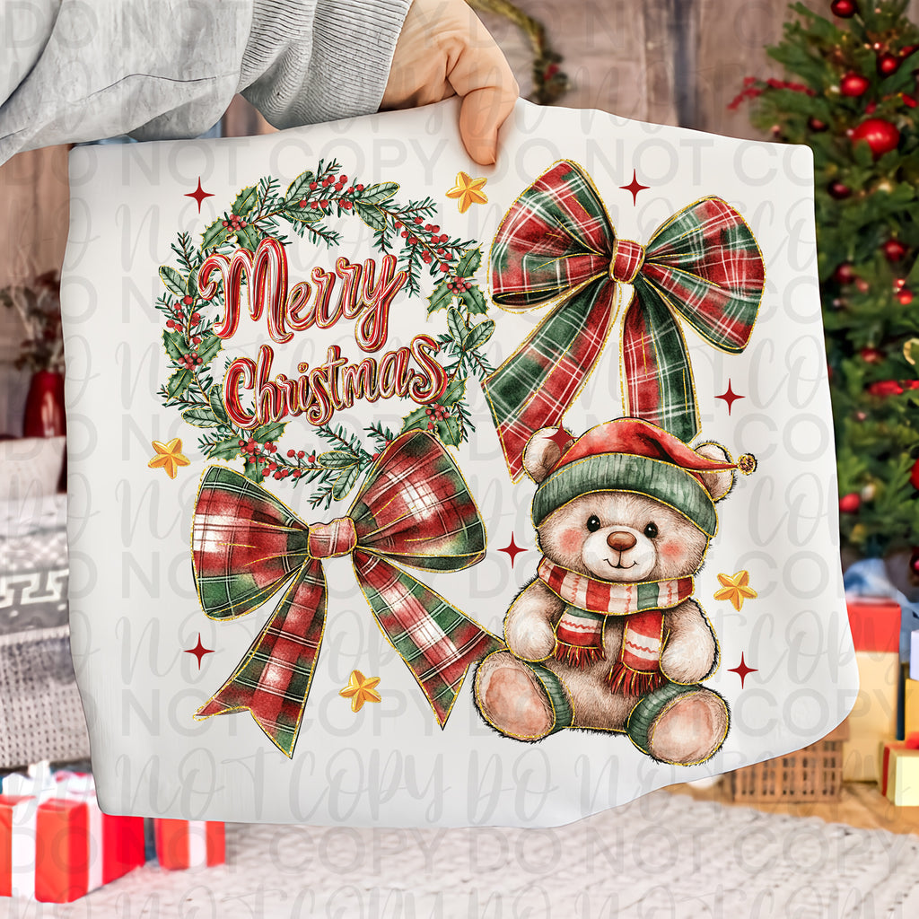 Teddy Bear Christmas Coquette PNG