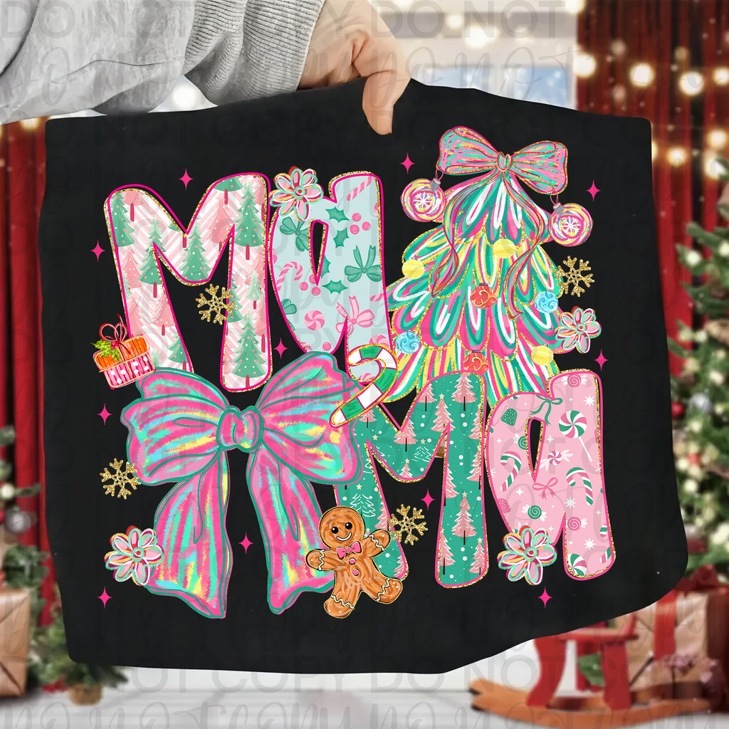 Coquette Christmas Mama PNG