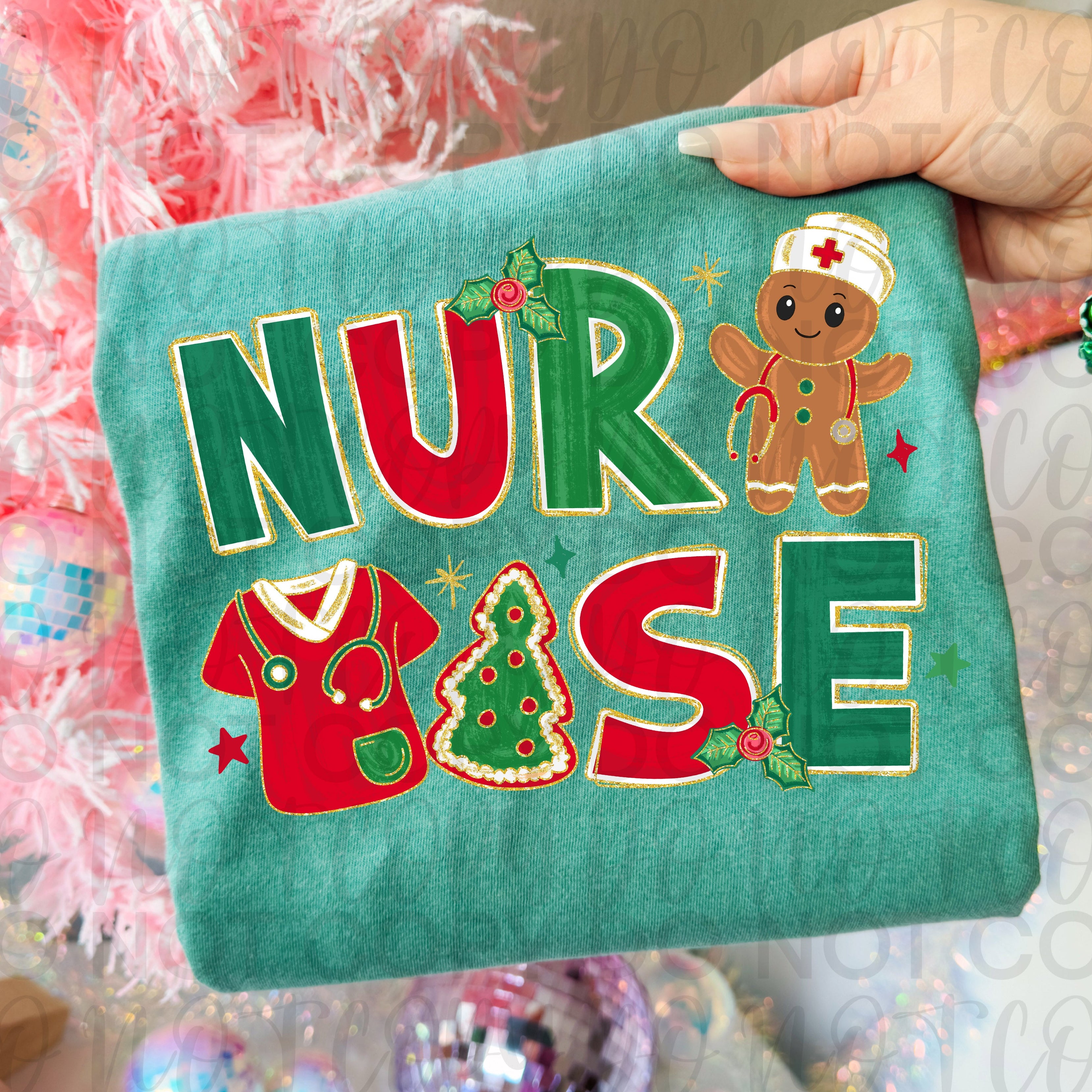 Nurse Christmas Doodle PNG