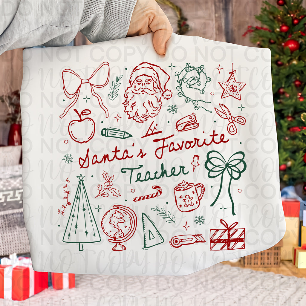 Santas Favorite Teacher Doodle PNG
