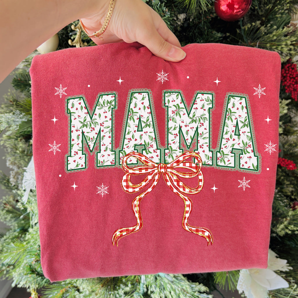Red Plaid Christmas Mama Lace PNG