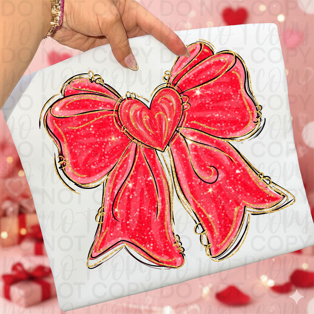 Valentine Coquette Heart Bow PNG