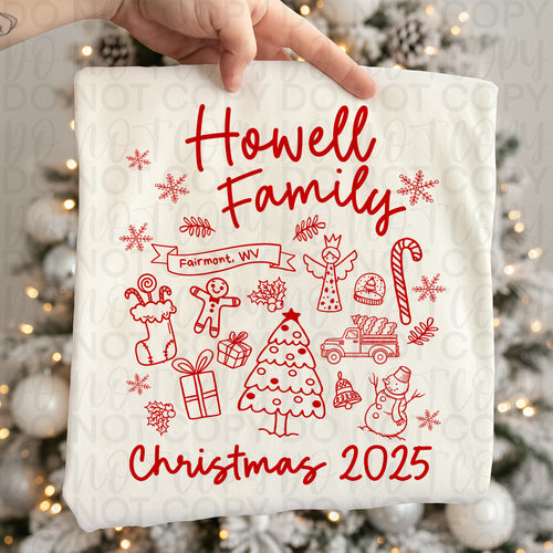 *Editable* Family Christmas Doodle PNG