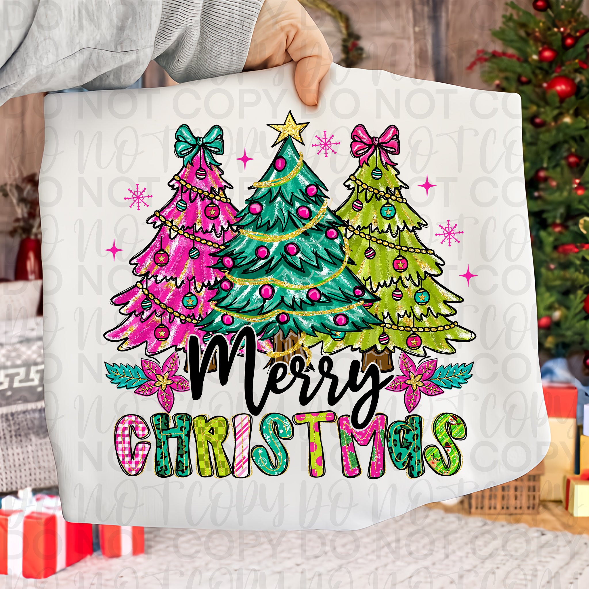 Floral Merry Christmas Brushstroke PNG