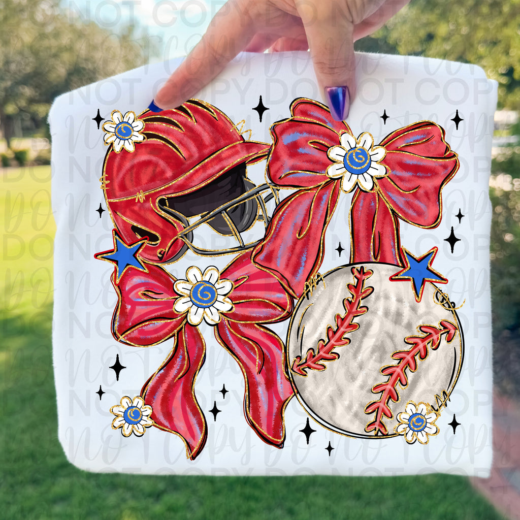 Brushstroke Baseball Coquette PNG