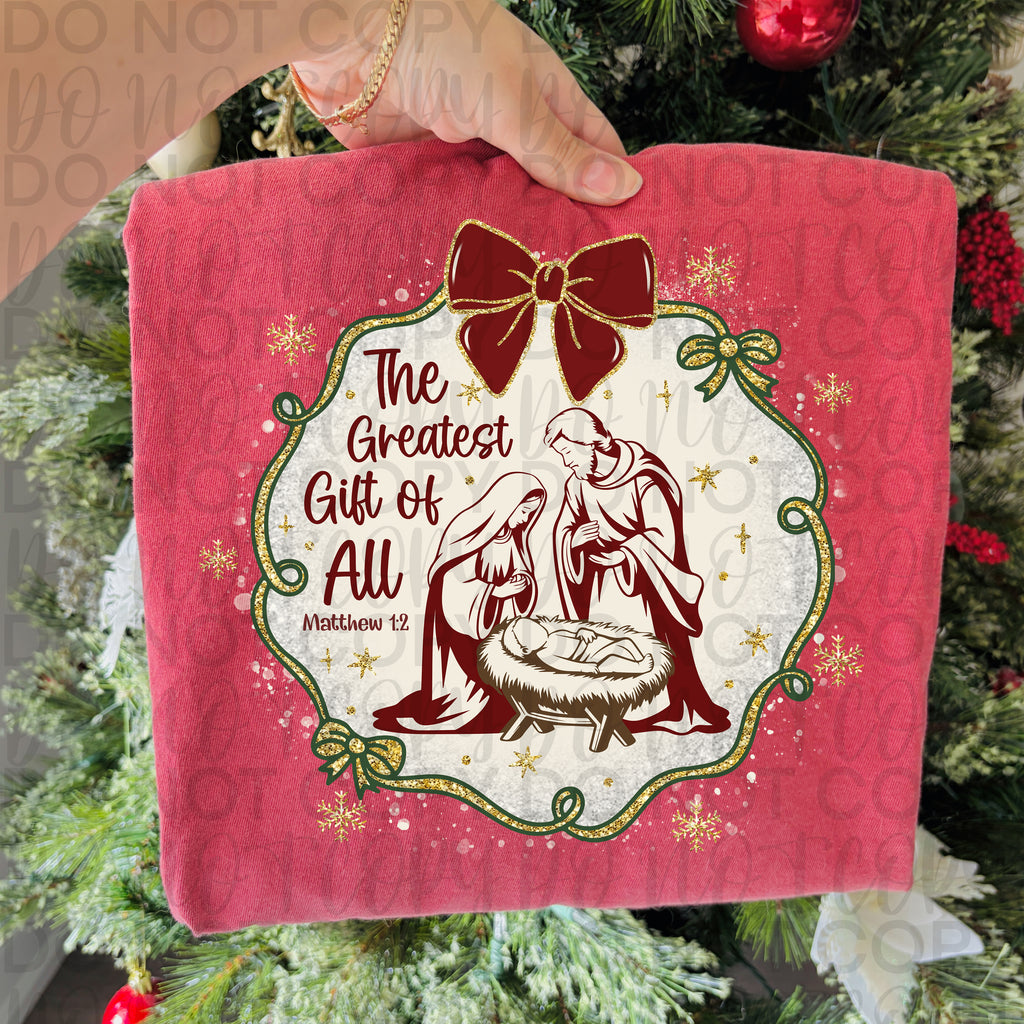 Christian Christmas Greatest Gift of All Coquette Frame PNG