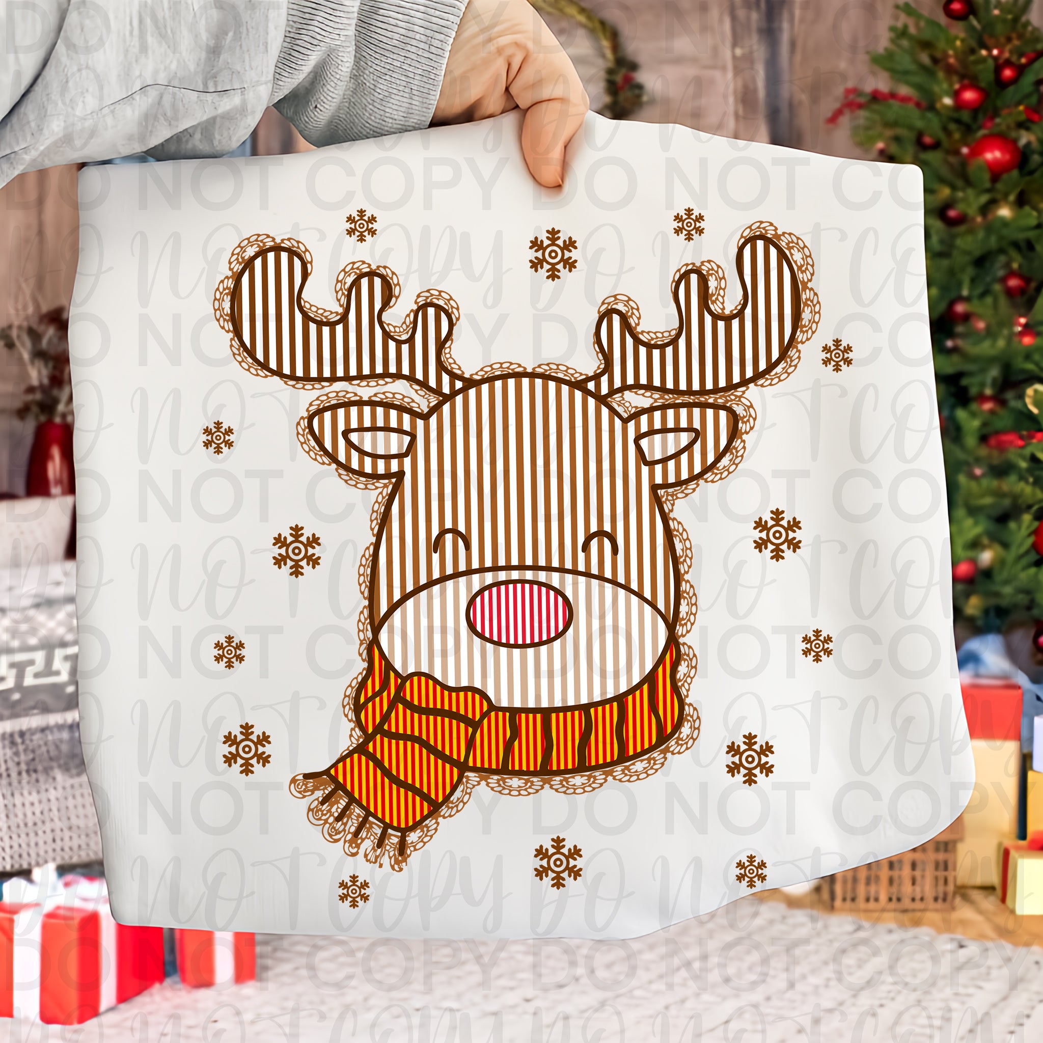 Faux Lace Christmas Reindeer PNG