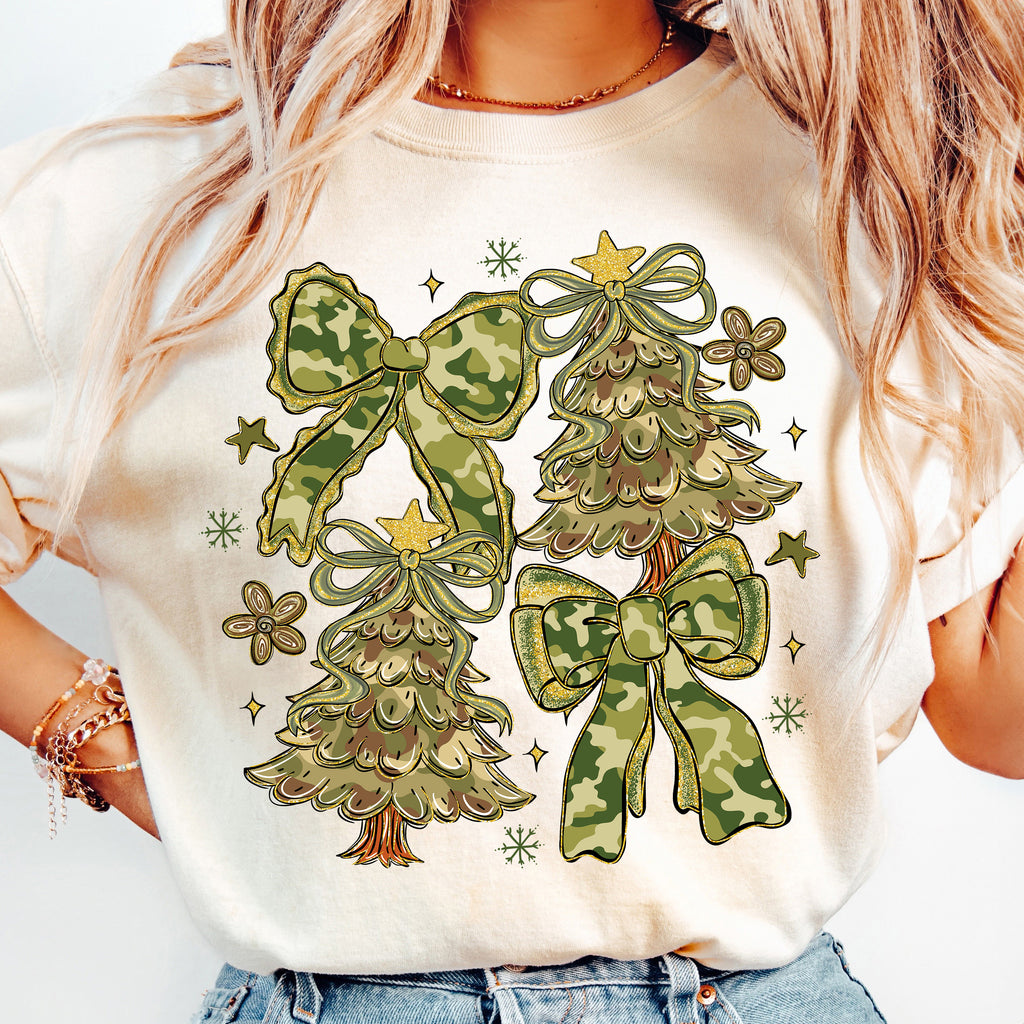 Camo Christmas Coquette PNG