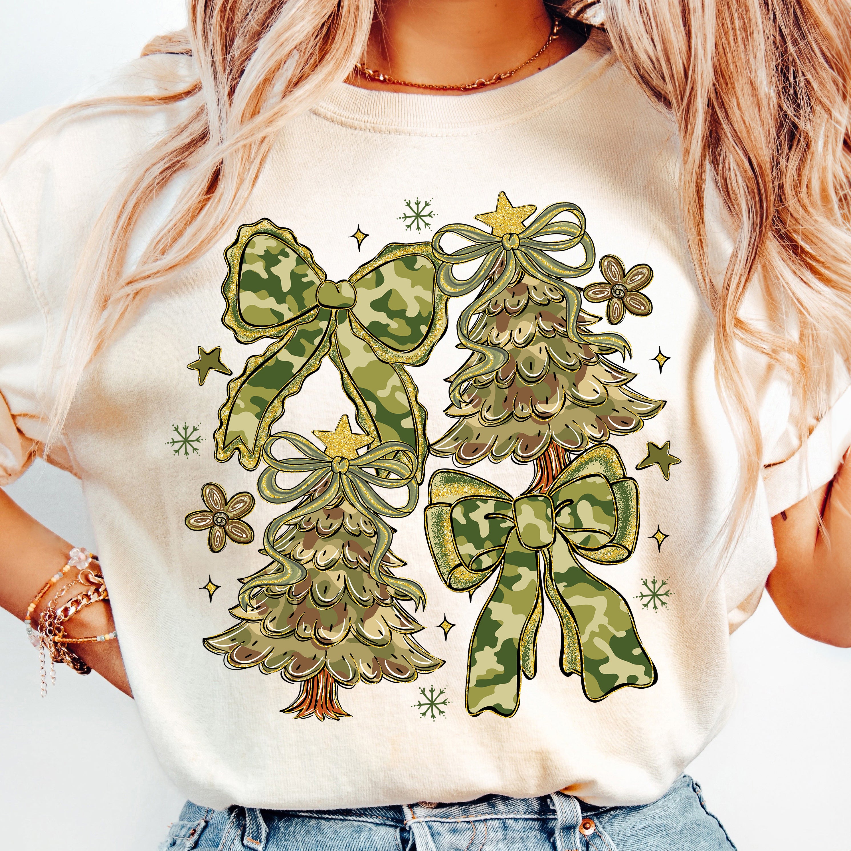 Camo Christmas Coquette PNG