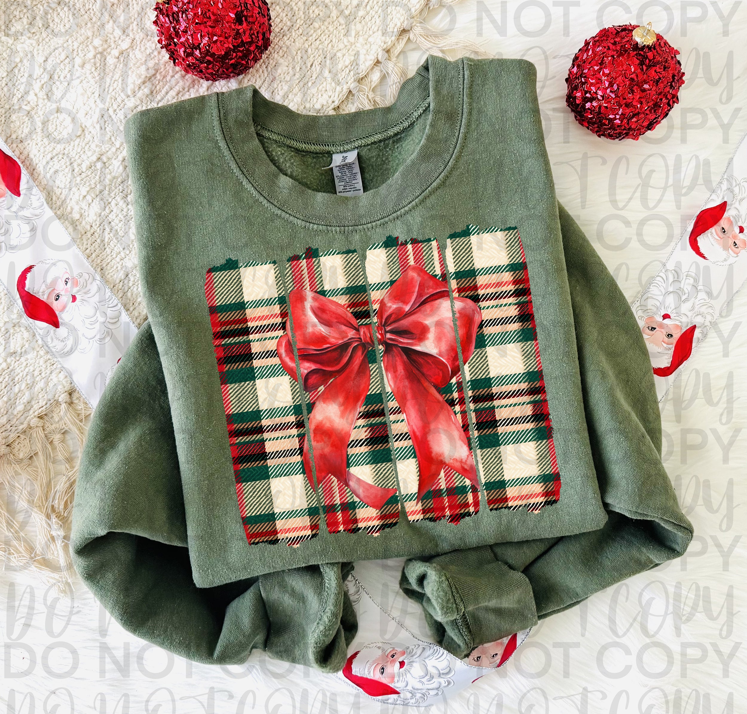 Plaid Christmas Bow Brushstroke PNG