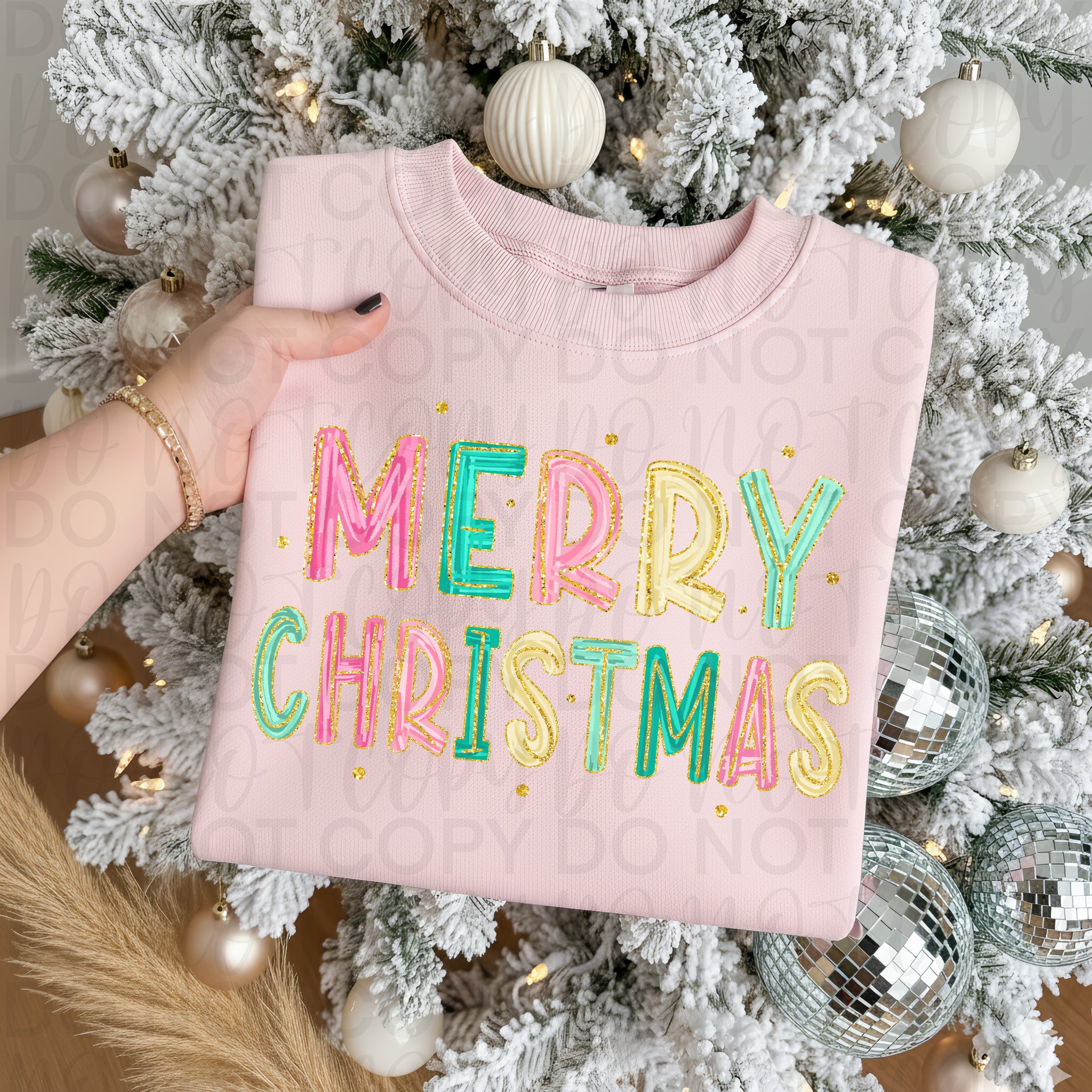 Pink Merry Christmas Doodle PNG
