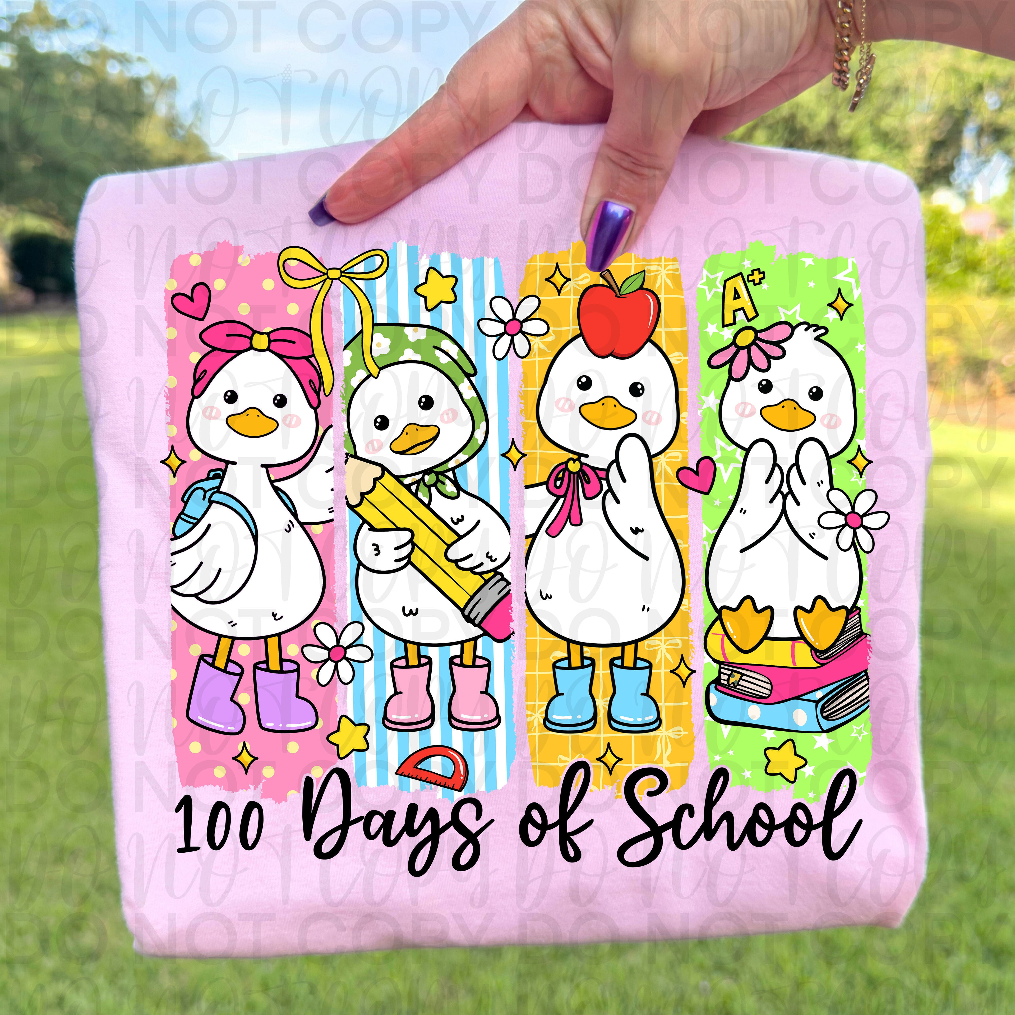 100 Days of School Goose Brushstroke PNG