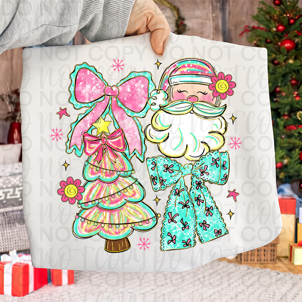 Pink Santa Christmas Coquette PNG