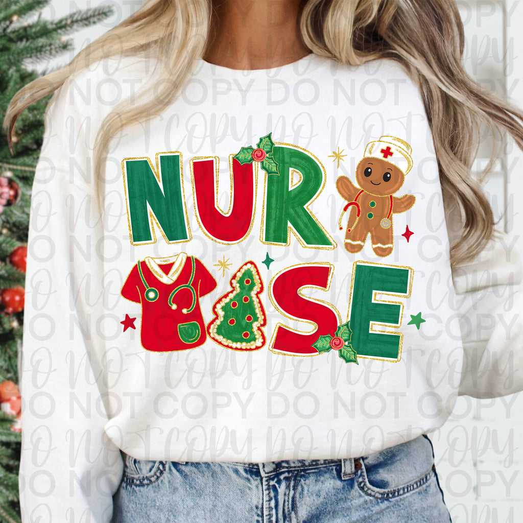 Nurse Christmas Doodle PNG
