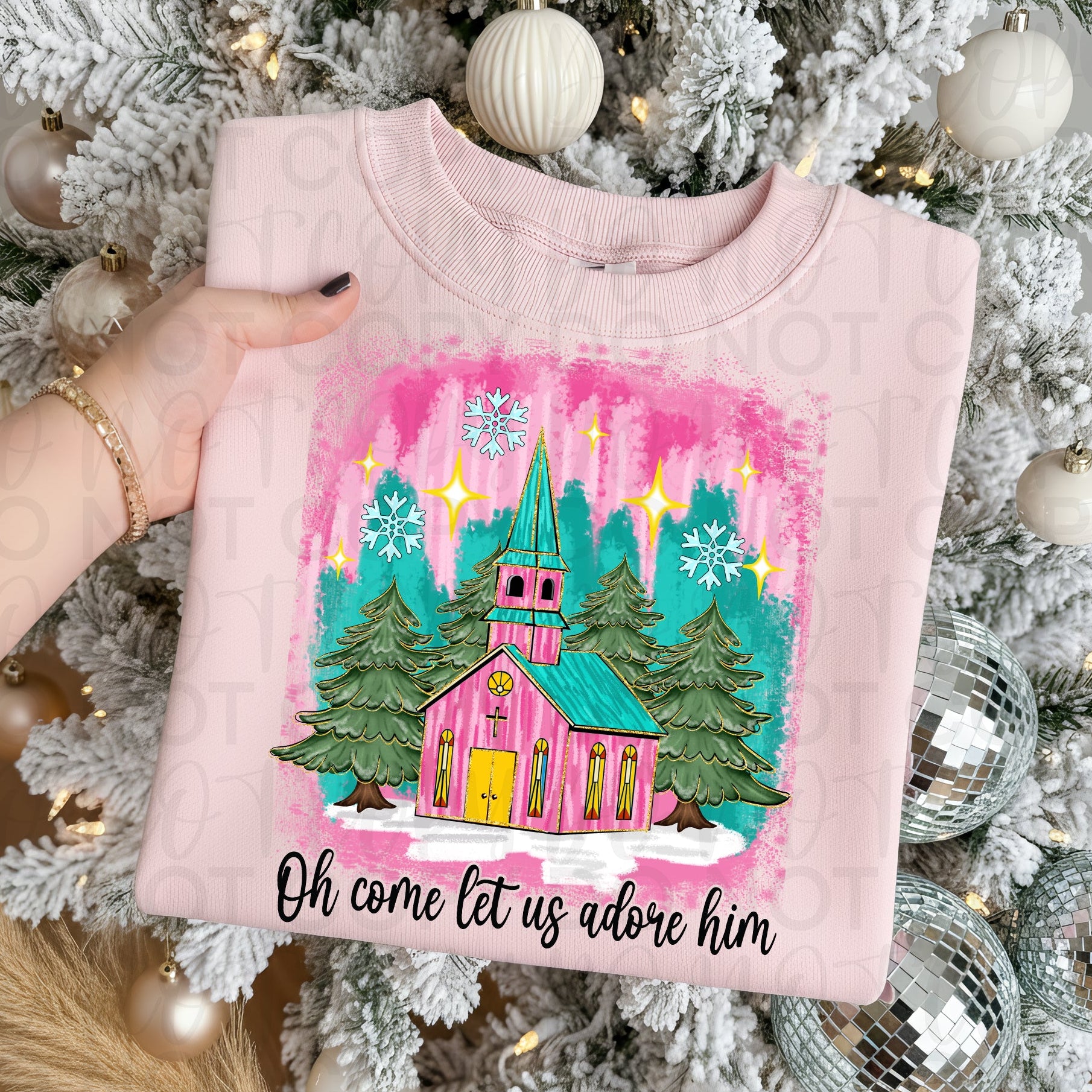 Oh Come Let Us Adore Him Christian Christmas PNG