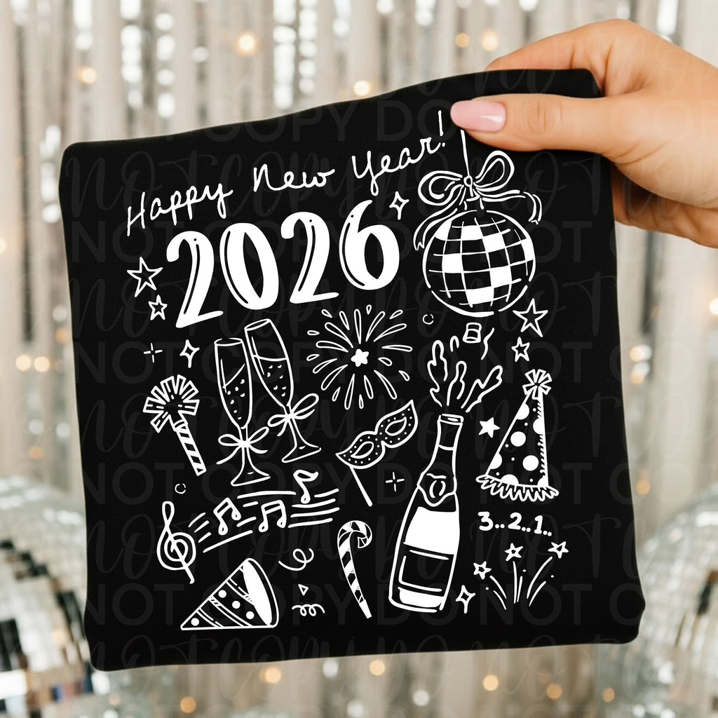 New Years 2026 Doodle PNG