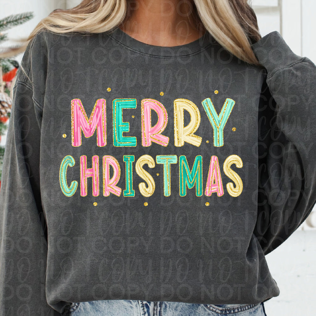 Pink Merry Christmas Doodle PNG