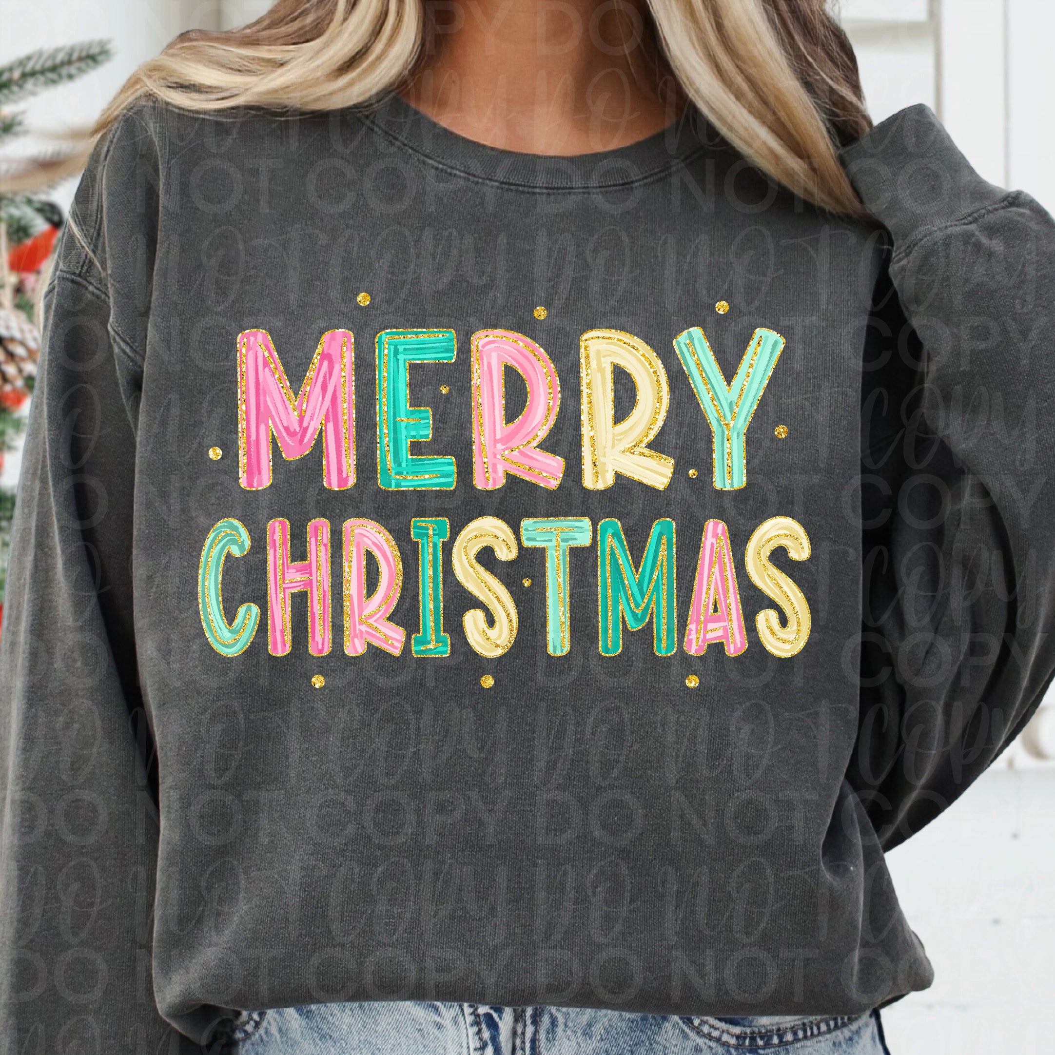 Pink Merry Christmas Doodle PNG