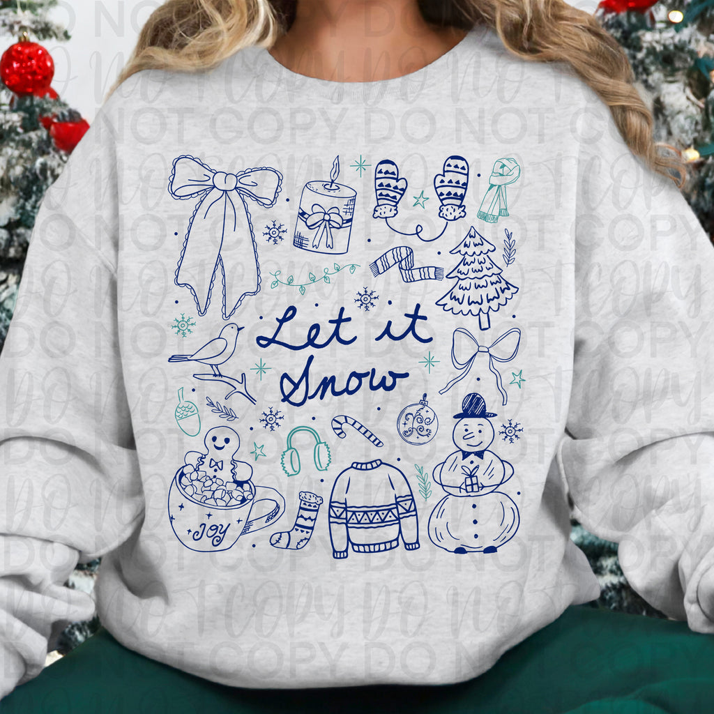 Let It Snow Winter Doodle PNG