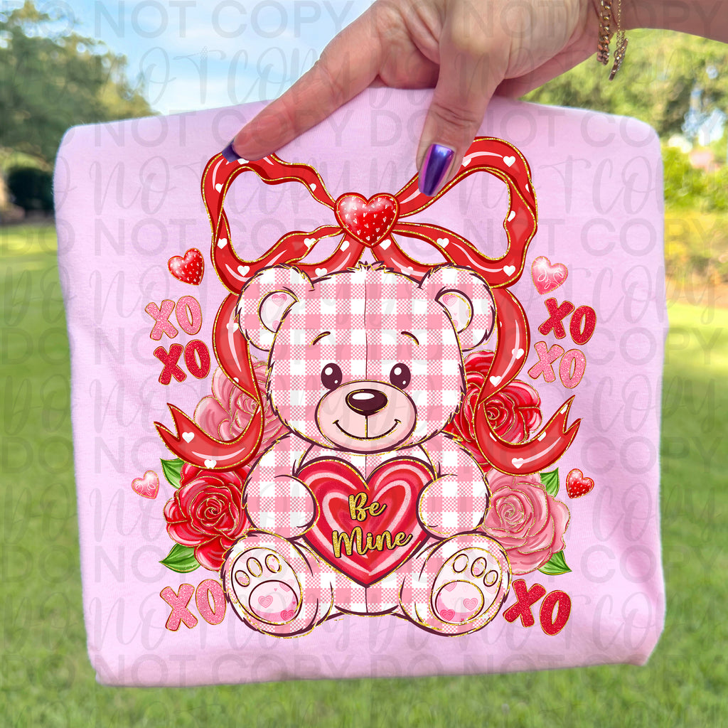 Be Mine Teddy Bear Coquette Bow PNG