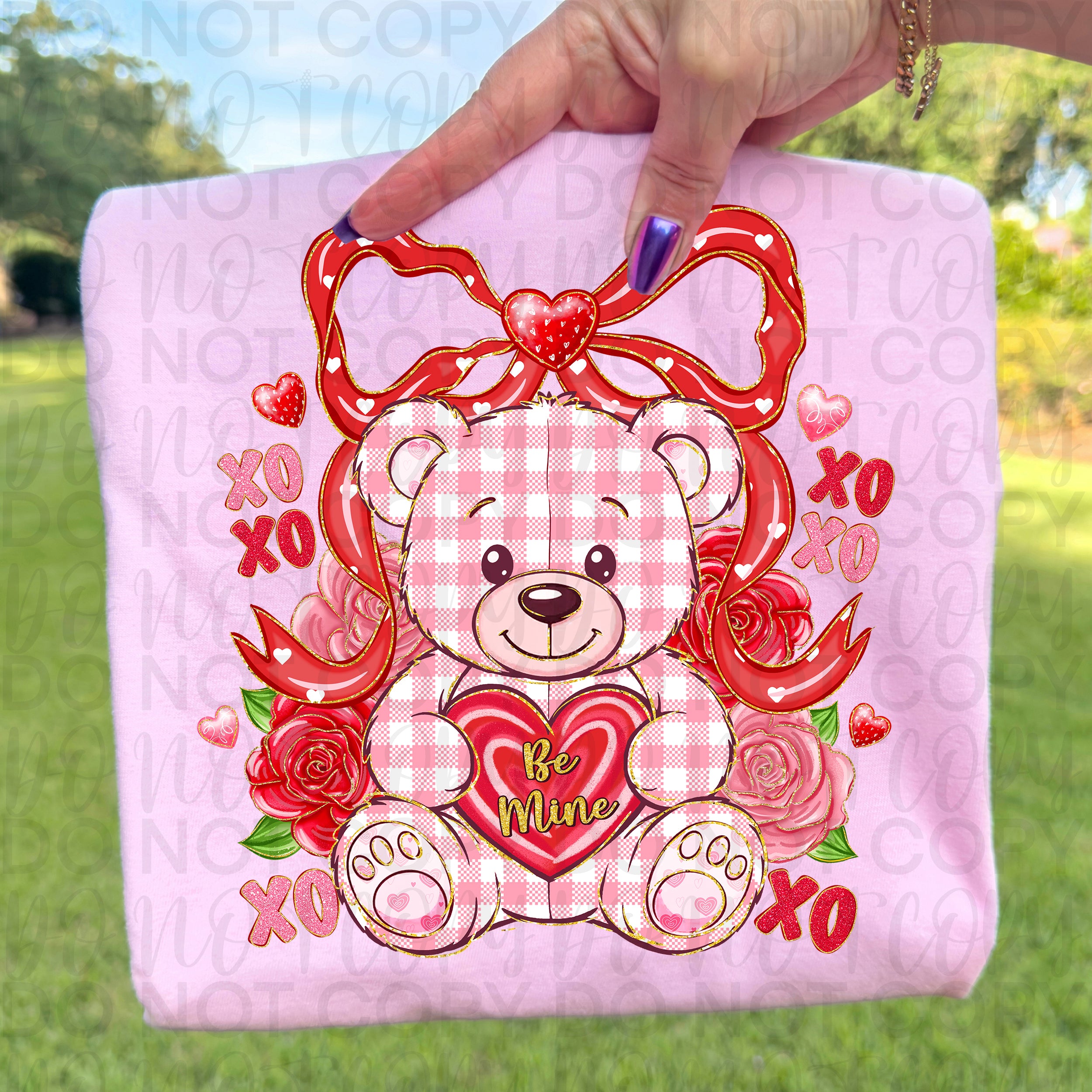 Be Mine Teddy Bear Coquette Bow PNG