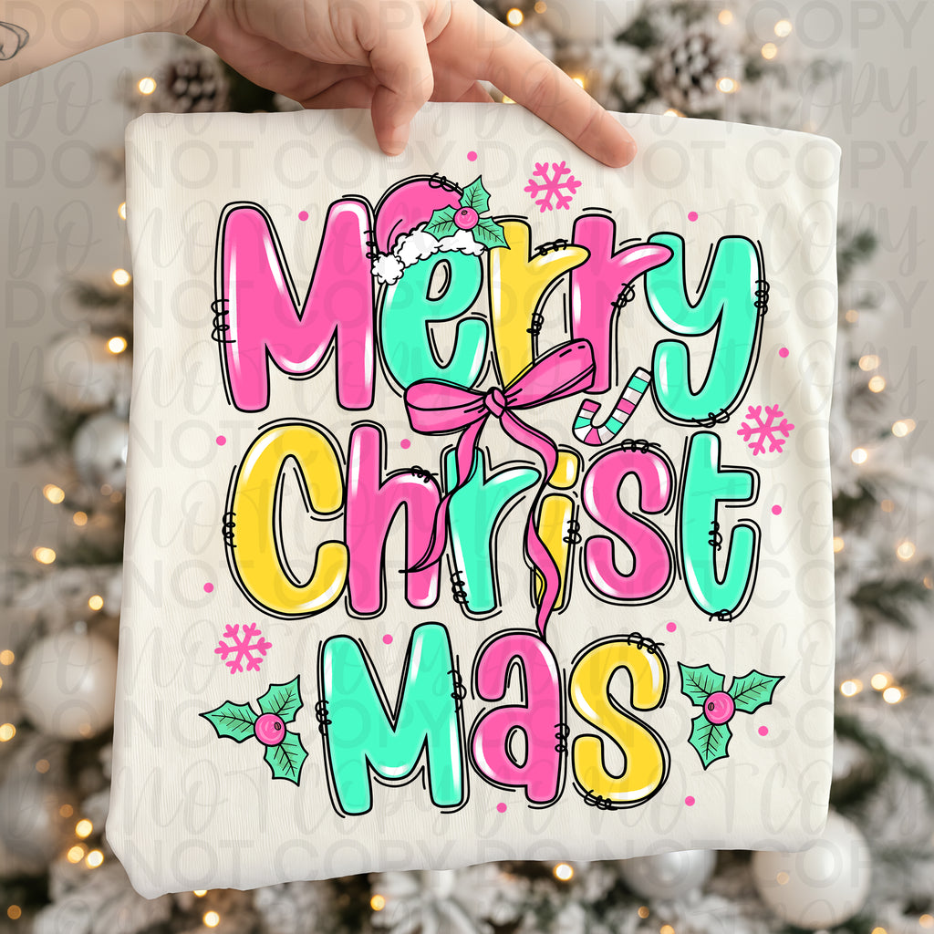 Merry Christmas Doodle Letters PNG