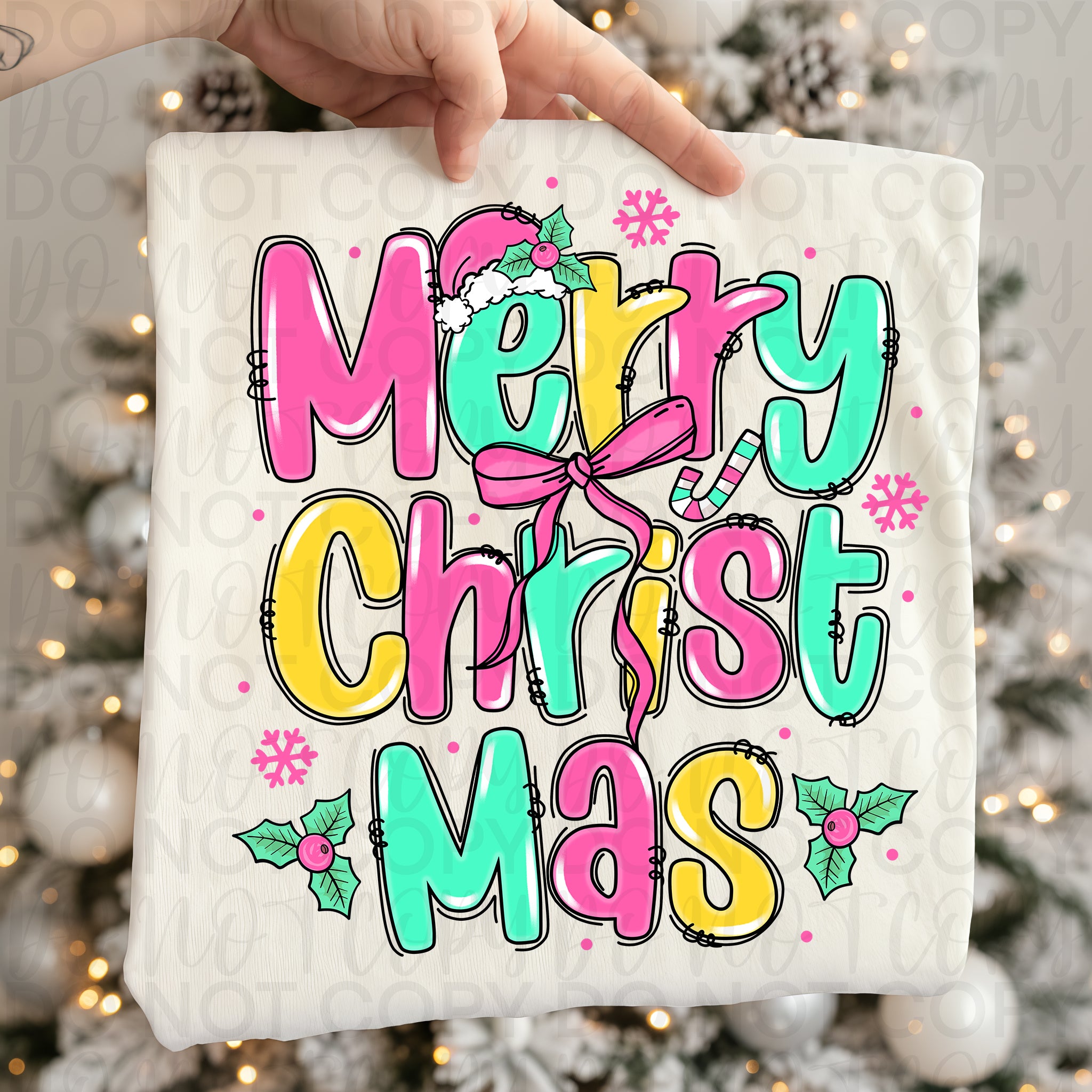 Merry Christmas Doodle Letters PNG