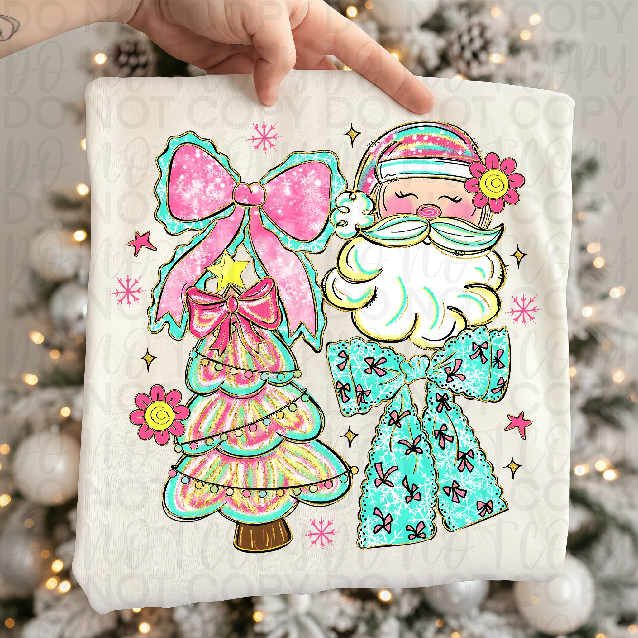 Pink Santa Christmas Coquette PNG
