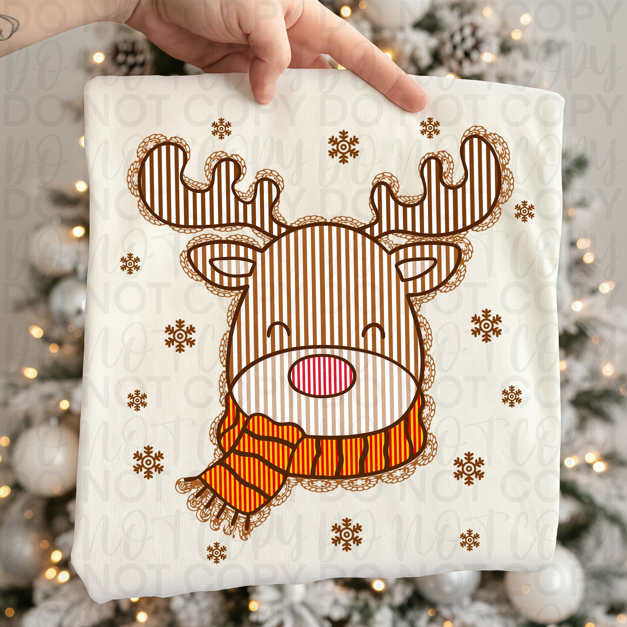 Faux Lace Christmas Reindeer PNG