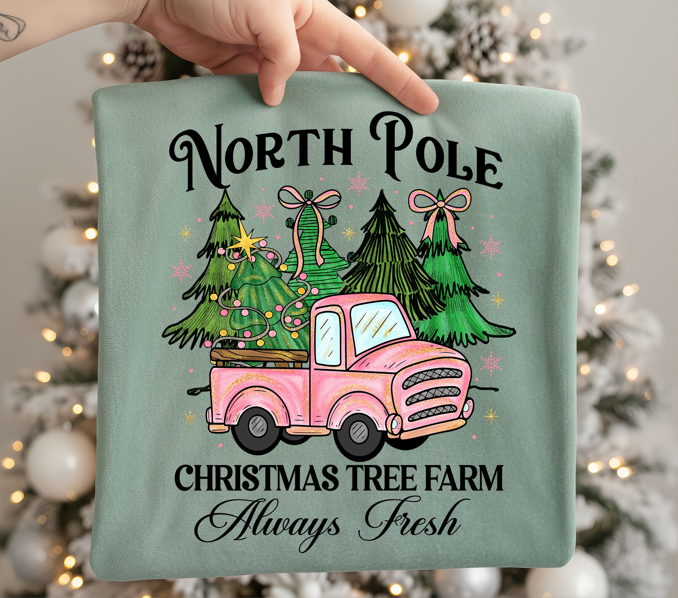 Pink Christmas Tree Farm PNG