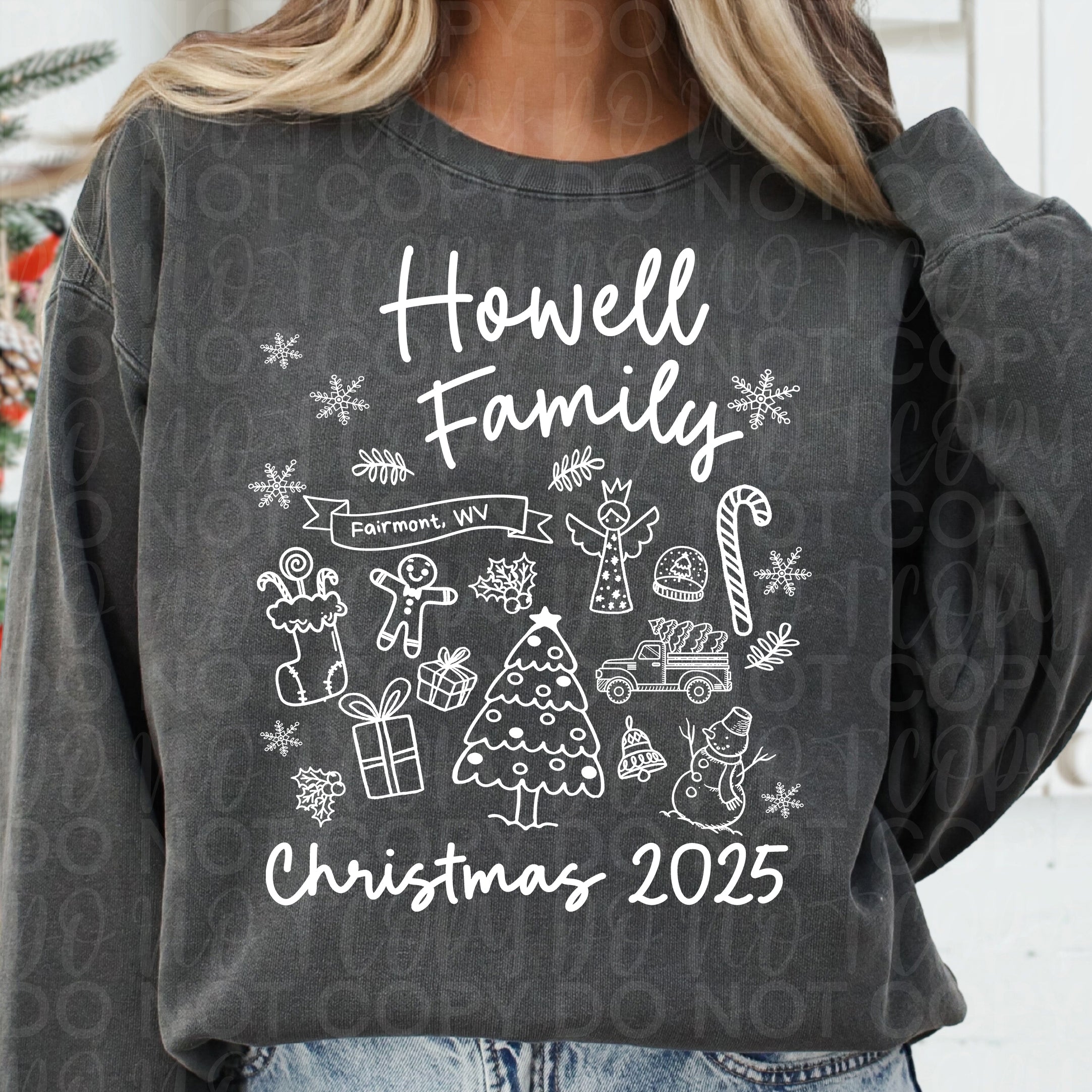 *Editable* Family Christmas Doodle PNG