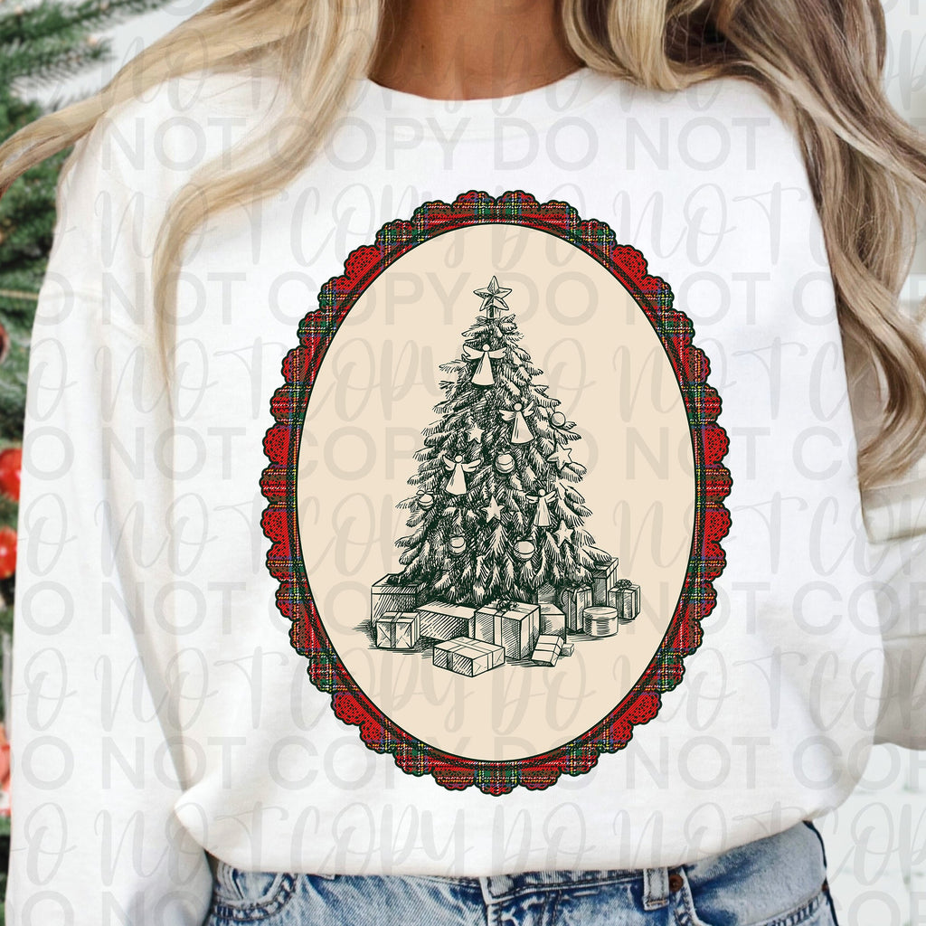 Vintage Christmas Tree Frame PNG