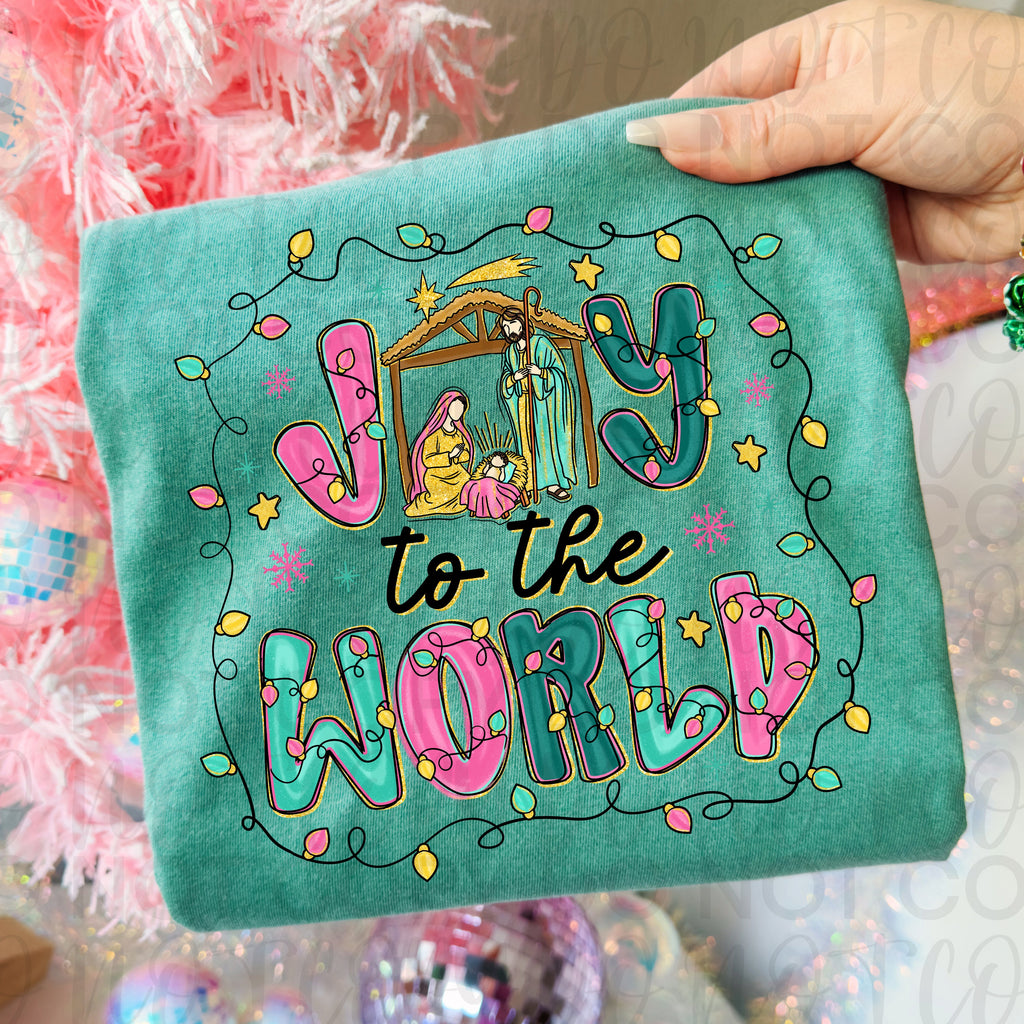 Joy to the World Pink Christmas PNG