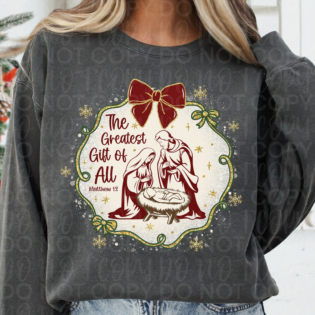Christian Christmas Greatest Gift of All Coquette Frame PNG