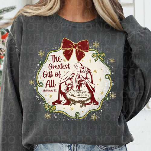 Christian Christmas Greatest Gift of All Coquette Frame PNG