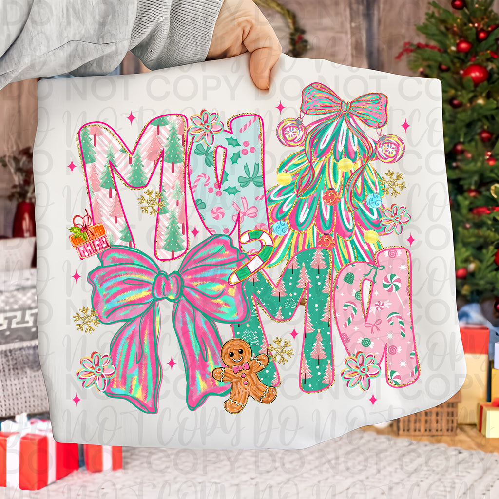 Coquette Christmas Mama PNG